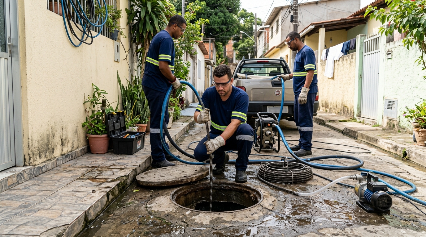 Desentupimento de esgoto com hidrojateamento em São Gonçalo-RJ